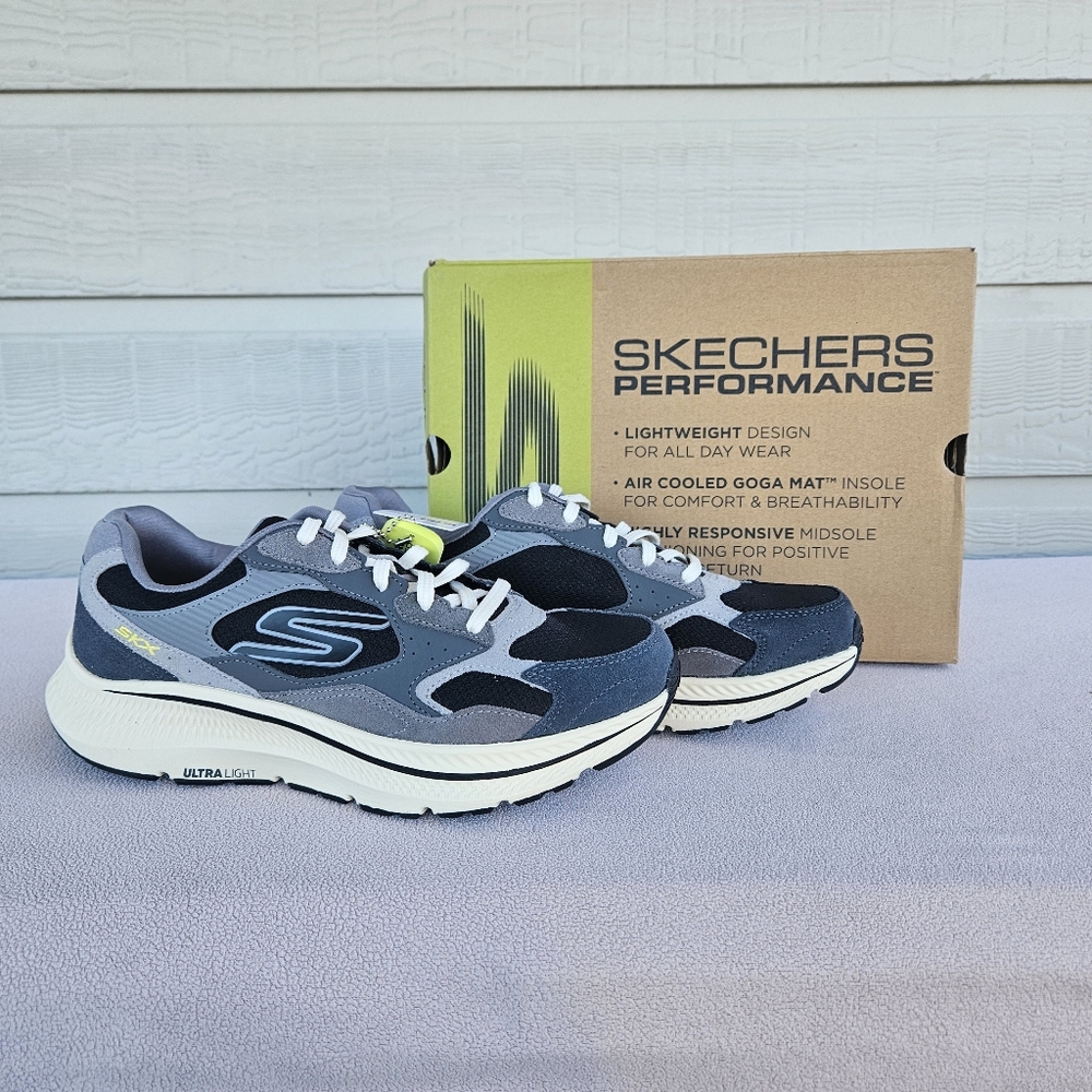 Skechers Go Run Consistent 2.0 Retro Runner V1 Men SZ 9.5 Charcoal Black